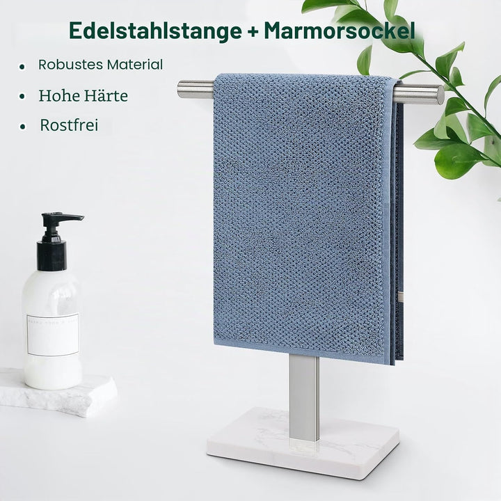 Handtuchhalter, T-Form Handtuchständer für Badezimmer mit Marmorbasis, 304 Edelstahl Ständer Handtuc