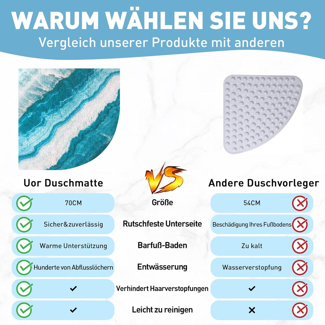 Mofonky Duschmatte rutschfest Antirutschmatte Dusche: 70 x 70 cm Gross Eckduschmatte Dreieckig Dusch