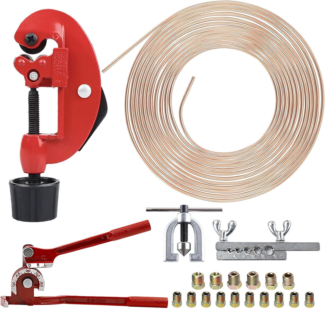 finoki Bremsrohr Kit 25 Fuss Auto Rolle Rohr Spule Doppel Bördelwerkzeug Auto Bremse Linie Reparatur