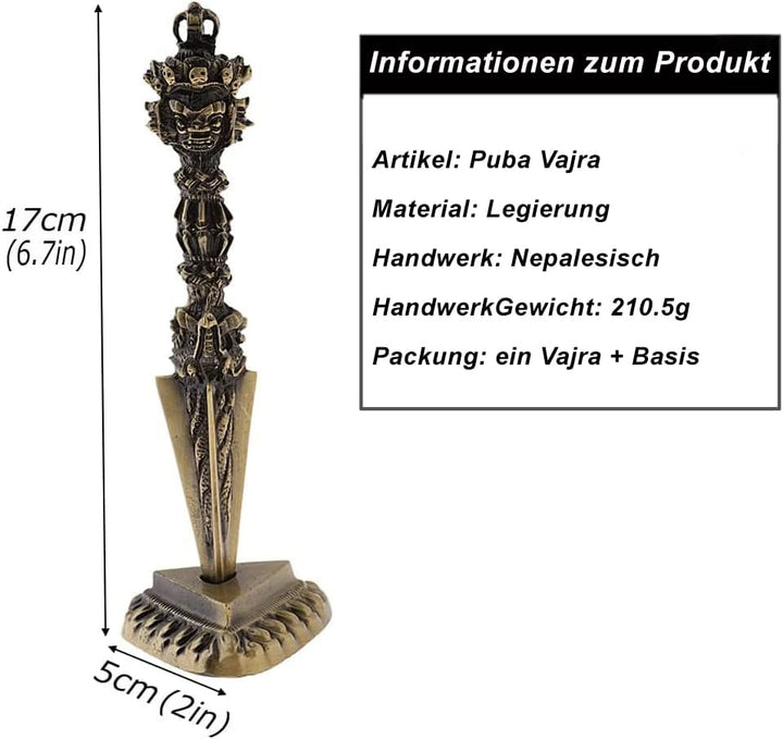 Tibetischen Buddhismus Vajra Phurba, Messing Dorje Phurpa mit Sockel Exorzismus Amulett Maskottchen