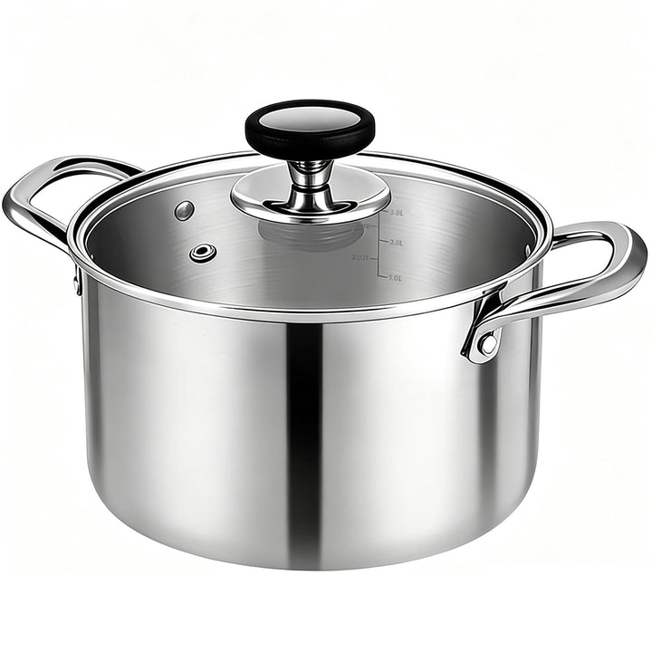 Estmoon Kochtopf 20 cm 3,6L, Edelstahltopf mit Glasdeckel, für alle Herdarten geeignet, auch Indukti