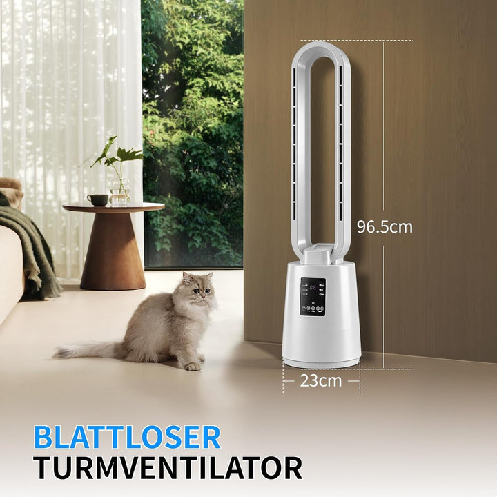 LEADZM Turmventilator sehr Leise,Ventilator mit Fernbedienung,blattlos rotorlos,12 Geschwindigkeiten
