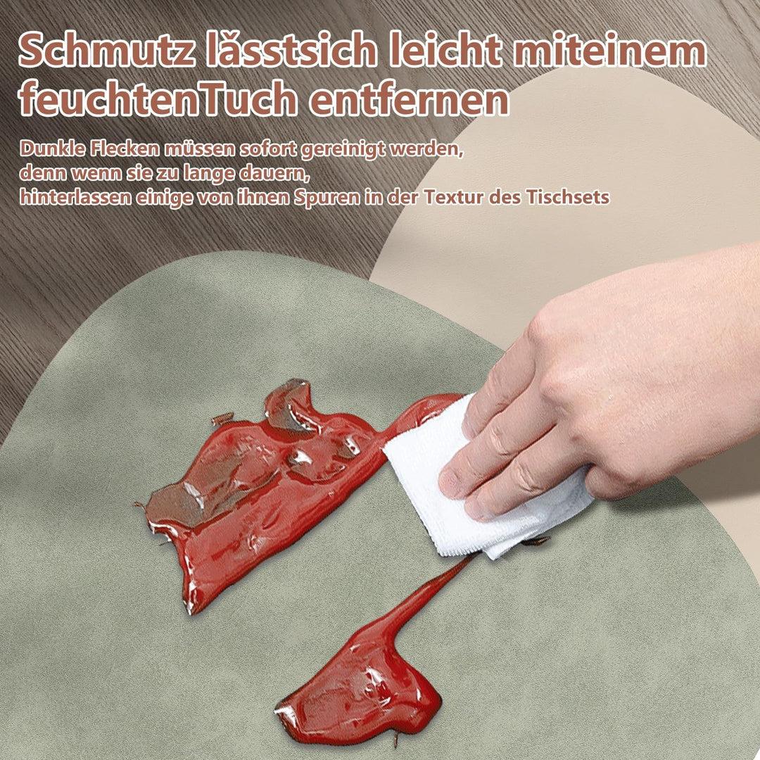 HELI MIAO 6er Set Tischset aus Leder-Imitat，Platzsets abwaschbar und wasserdicht，Platzdeckchen Leder