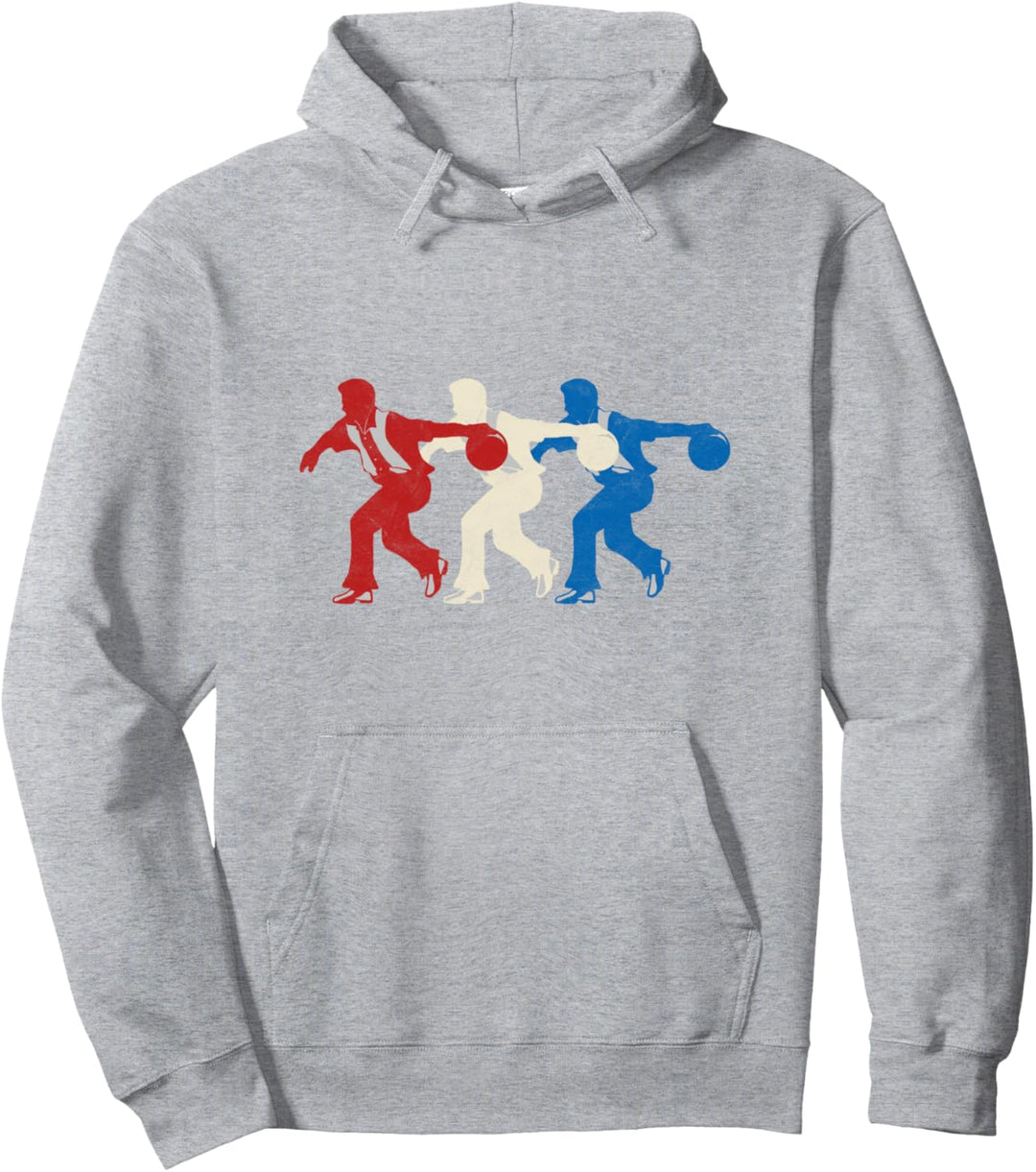 Vintage Red White & Blue Retro Bowler Pop Art Graphic Pullover Hoodie
