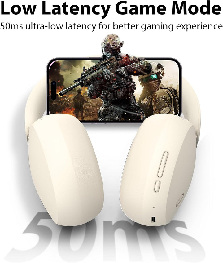 Bluetooth Kopfhörer Over Ear mit Hybrid Active Noise Cancelling, Mikrofon, Hi-Res Audio & Bässen, 65