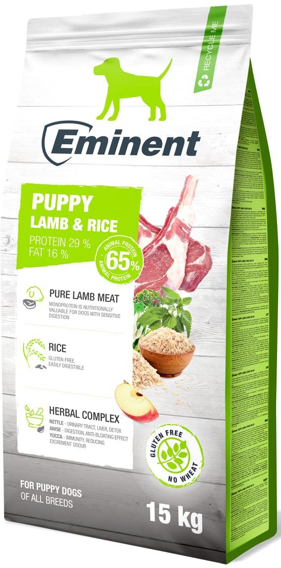 Eminent Puppy Lamb & Rice | Glutenfreies Hundefutter | High Premium Trockenfutter für Welpen, trächt