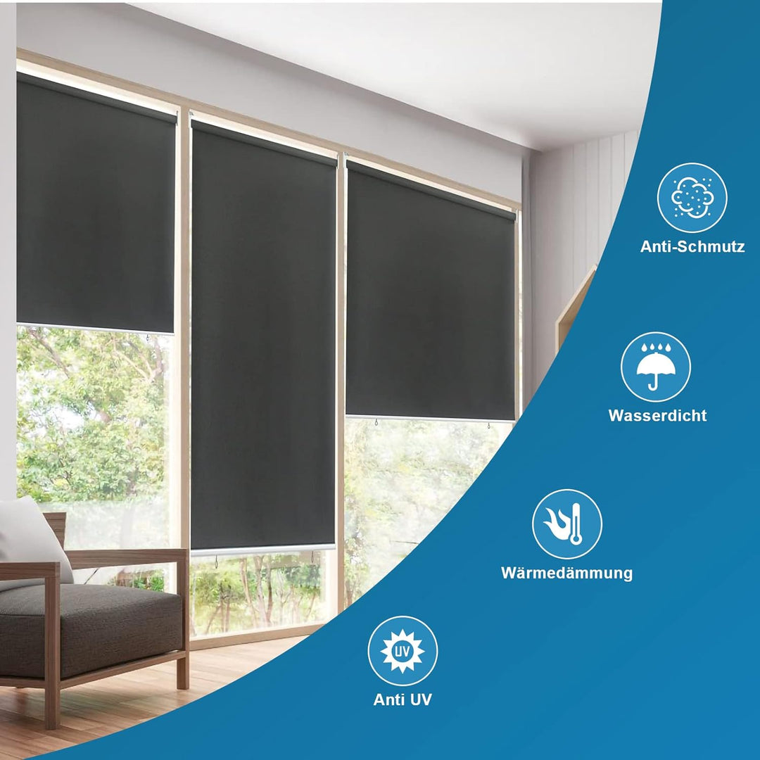 Sonnewelt Vertikalmarkise,100 x 240 cm Senkrechtmarkise,Verdunklungsrollo Rollo zum Einhängen,Klemmr