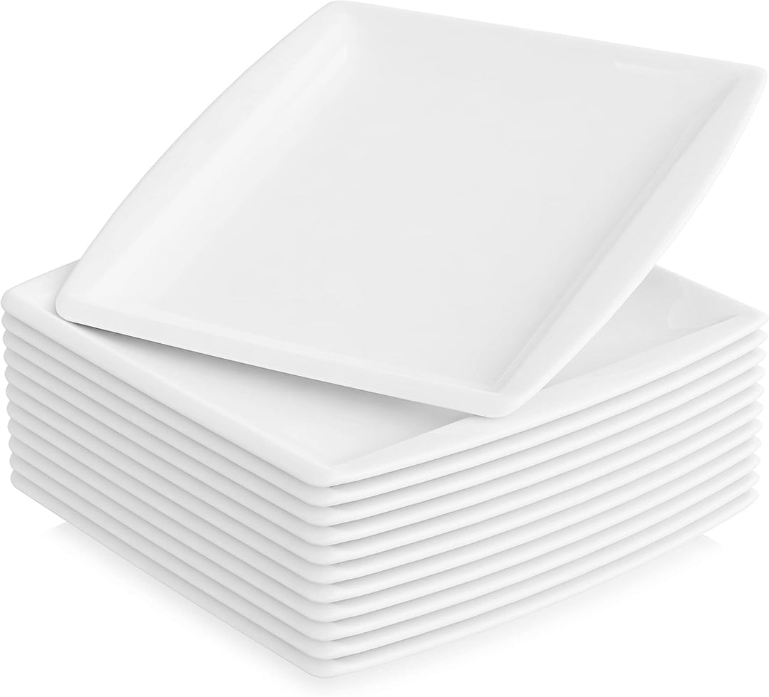 MALACASA, Serie Blance, 12er Porzellan Teller Set, 10,25" CremeWeiss Speiseteller, Grösser Flachtell