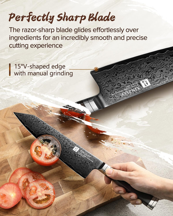 XINZUO 21cm Kiritsuke Kochmesser 67 Schichten Damaststahl Handgeschmiedet Chefmesser, Schwarze Titan
