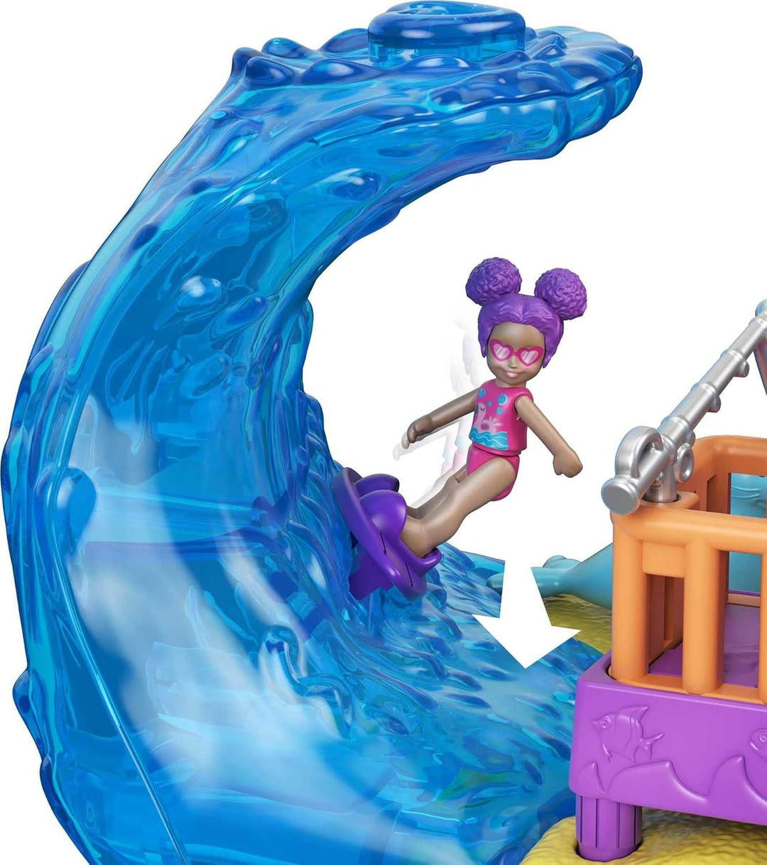 Polly Pocket GTM68 - Pollyville Sonnenstrand, kleine Puppe, Tierfigur, tolles Spielzeug Geschenk für