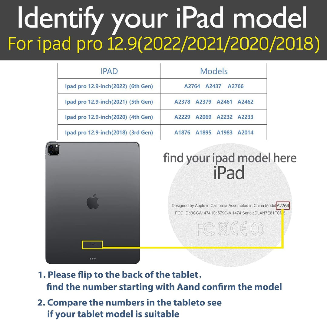 Gexmil Hülle für iPad Pro 12,9 Zoll 6./5./4./3. Generation 2022/2021/2020/2018 Echt Leder Hülle mit