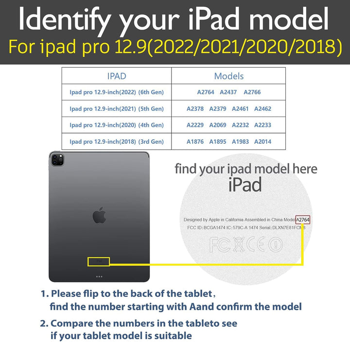 Gexmil Hülle für iPad Pro 12,9 Zoll 6./5./4./3. Generation 2022/2021/2020/2018 Echt Leder Hülle mit