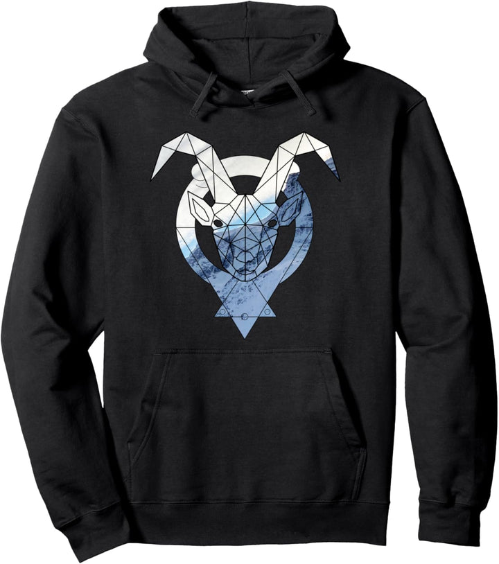 Geometrischer Steinbock, Capricorn Sternzeichen Pullover Hoodie