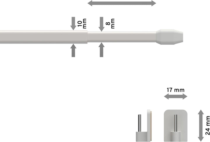 Interdeco Vitragestangen mit Klebehaken/Scheibenstangen Weiss (4 Stück), ausziehbar 80-140 cm, 80-14