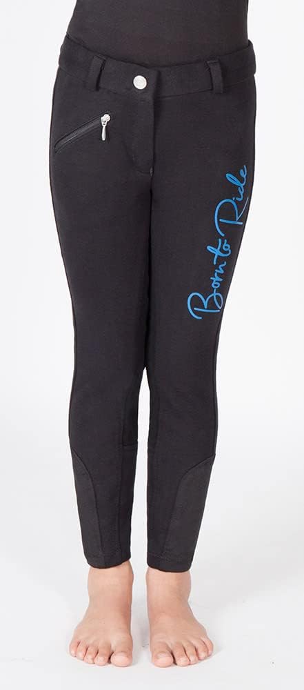 PFIFF 102843 Reithose 'Born to Ride' Kinder Vollbesatz, schwarz 134 134 Schwarz, 134 Schwarz