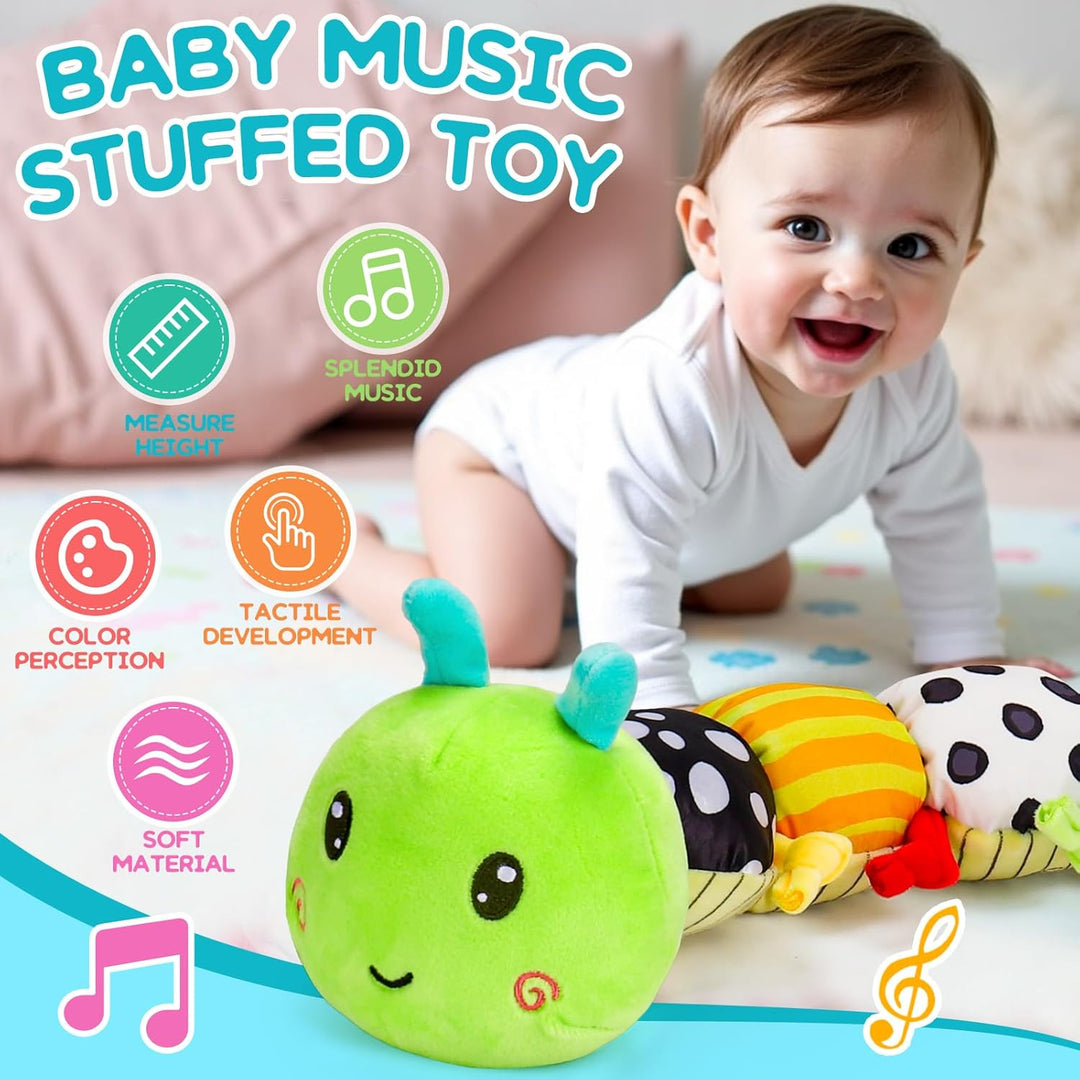 Baby Spielzeug 0 3 6 Monate Musical Raupe Kuscheltier mit Greifling Rassel Baby Spiegel Spielzeug, B