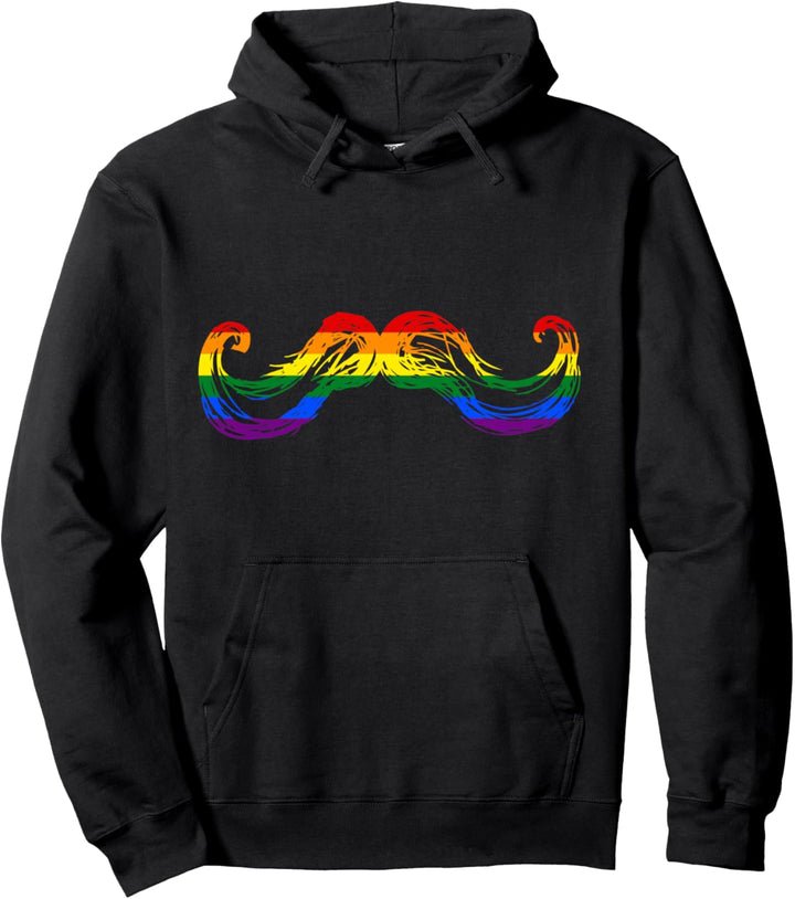 Gay Pride Rainbown Mustache Pullover Hoodie