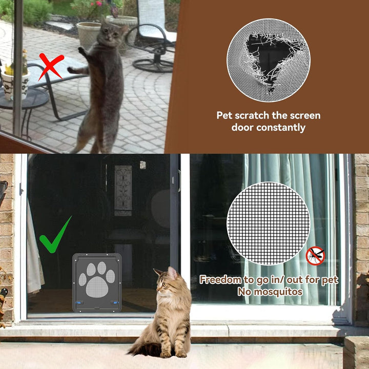 NAMSAN Haustierklappe Fliegengitter mit Fenster Katzenklappe Fliegengittertür Abschliessbar Hundekla