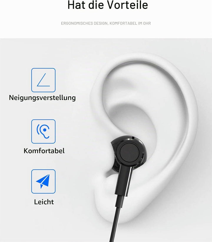 Hochauflösende In-Ear-Kopfhörer mit Kabel, extra Bass, geräuschisolierend, mit Mikrofon, für iPhone,