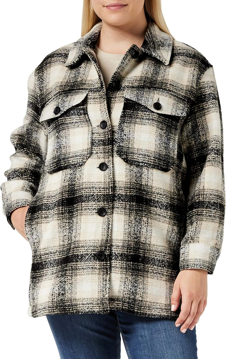 ONLY Female Lange Hemdjacke ONLALLISON Lange Hemdjacke XS Pumice Stone/Checks:black, XS Pumice Stone
