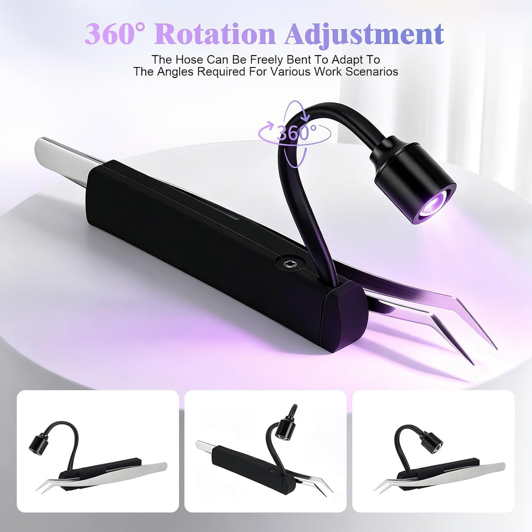 Mini UV Wimpern Lampe, 1 W Hand-UV-Lampe mit Pinzette, UV Lampe mit Touch-Sensor &amp; Biegbarem Schwane