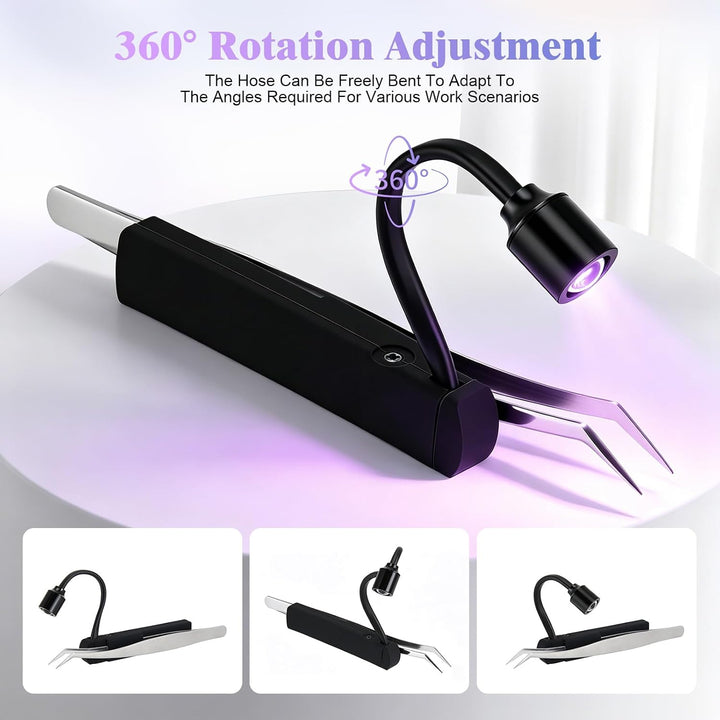 Mini UV Wimpern Lampe, 1 W Hand-UV-Lampe mit Pinzette, UV Lampe mit Touch-Sensor &amp; Biegbarem Schwane