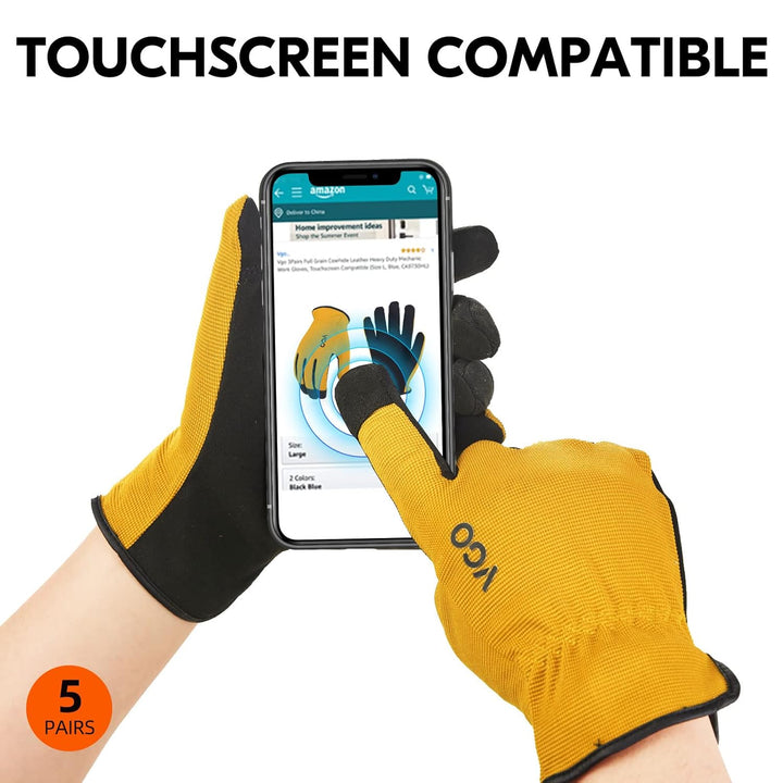 Vgo... 5 Paare Multifunktionale Arbeitshandschuh,Sicherheitshandschuhe,Bauarbeitshandschuhe, Gartenh