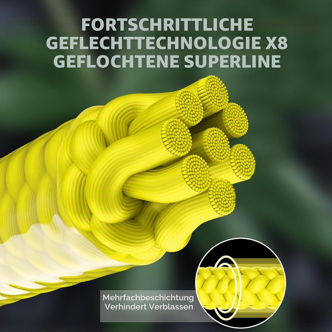 TRUSCEND Geflochtene Angelschnur 8fach, Angelzubehör Angelschnur geflochten glatt und ultradünn, PE