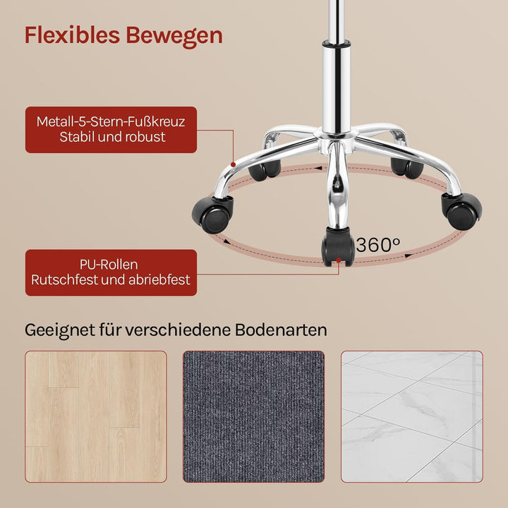 WOLTU Hocker Schminktisch, Bürohocker mit Rollen, Schminktisch Stuhl höhenverstellbar, Drehstuhl für