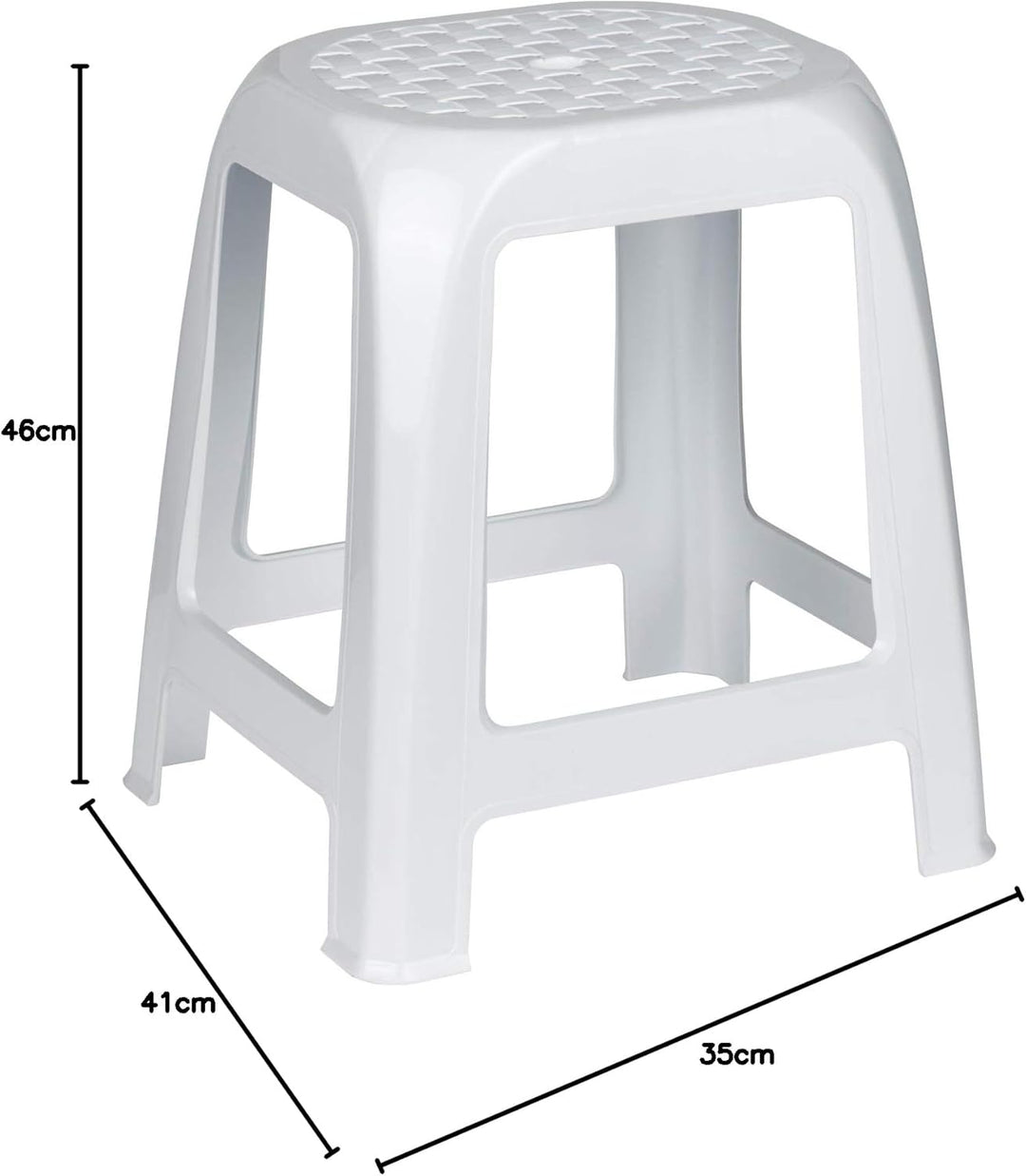 Kreher Hocker aus Kunststoff in Weiss. Sitzfläche im Rattan Design. Ideal für Dusche, Bad und Hausha