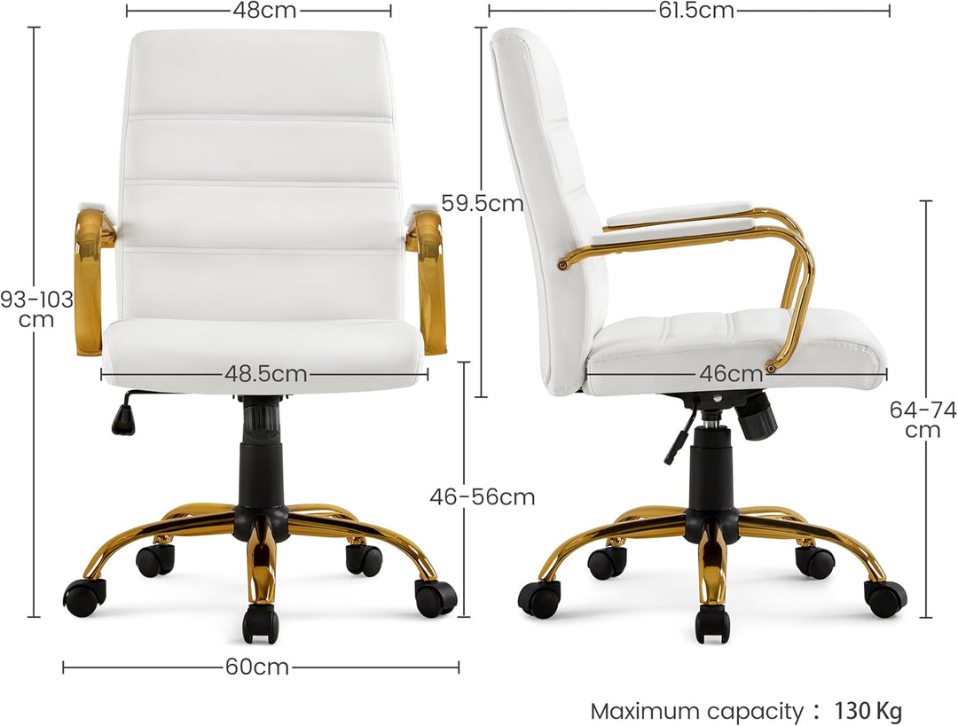 Yaheetech Bürostuhl ergonomischer Schreibtischstuhl, Drehstuhl mit Rollen, Bürohocker mit Armlehnen,