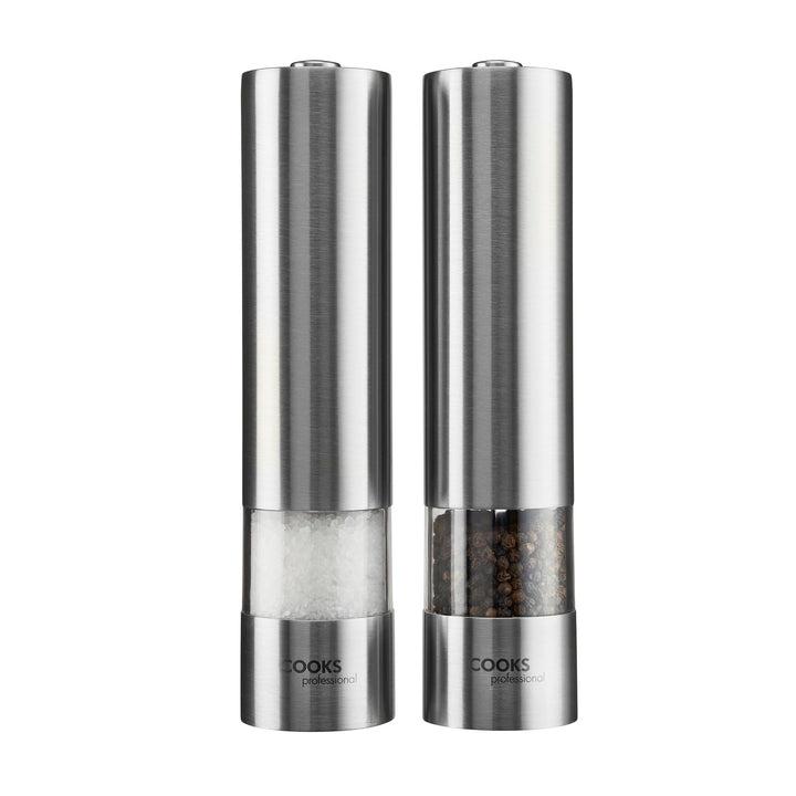 Cooks Professional batteriebetriebene Salz- und Pfeffermühle im Set mit verstellbarem Mahlgrad, einf