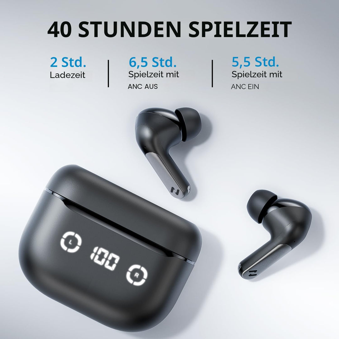havit Active Noise Cancelling Wireless Earbuds, Bluetooth 13.7 cm Ear Headphones, 3D Bass Stereo Wir
