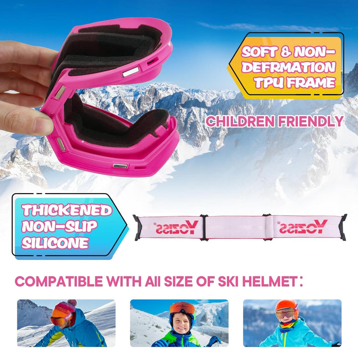 YOZISS Unisex Skibrille für Herren und Damen Jungen,OTG Snowboardbrille UV400 Schutz Skibrille für B