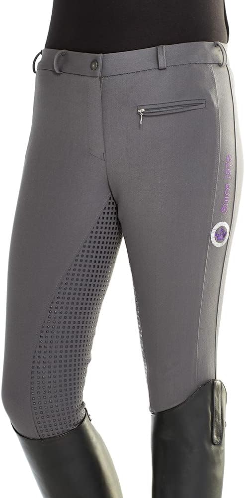 Pfiff 102235 Reithose Yasmin, Silikongrip Vollbesatz, Damenreithose, Damen 36–48 44 Grau, 44 Grau