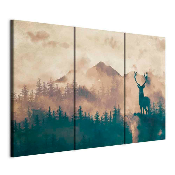 murando - Bilder Hirsch 135x90 cm Vlies Leinwandbild 3 Teilig Kunstdruck modern Wandbilder XXL Wandd