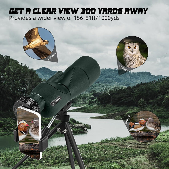 25-75X Spektive mit Stativ, Zoom Wasserdichtes BAK4 Prisma-Monokular-Teleskop für Vogelbeobachtung,
