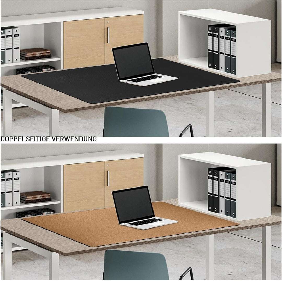 MAIDERN Schreibtischunterlage Kork & Leder 100 x 60cm, Doppelseitiges Schreibtischunterlage filz, Gr