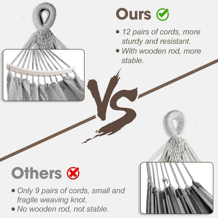 Hängematte Outdoor Boho-Stil für Garten, Balkon, Terrasse, Indoor, mit gebogener Holzstange, Befesti