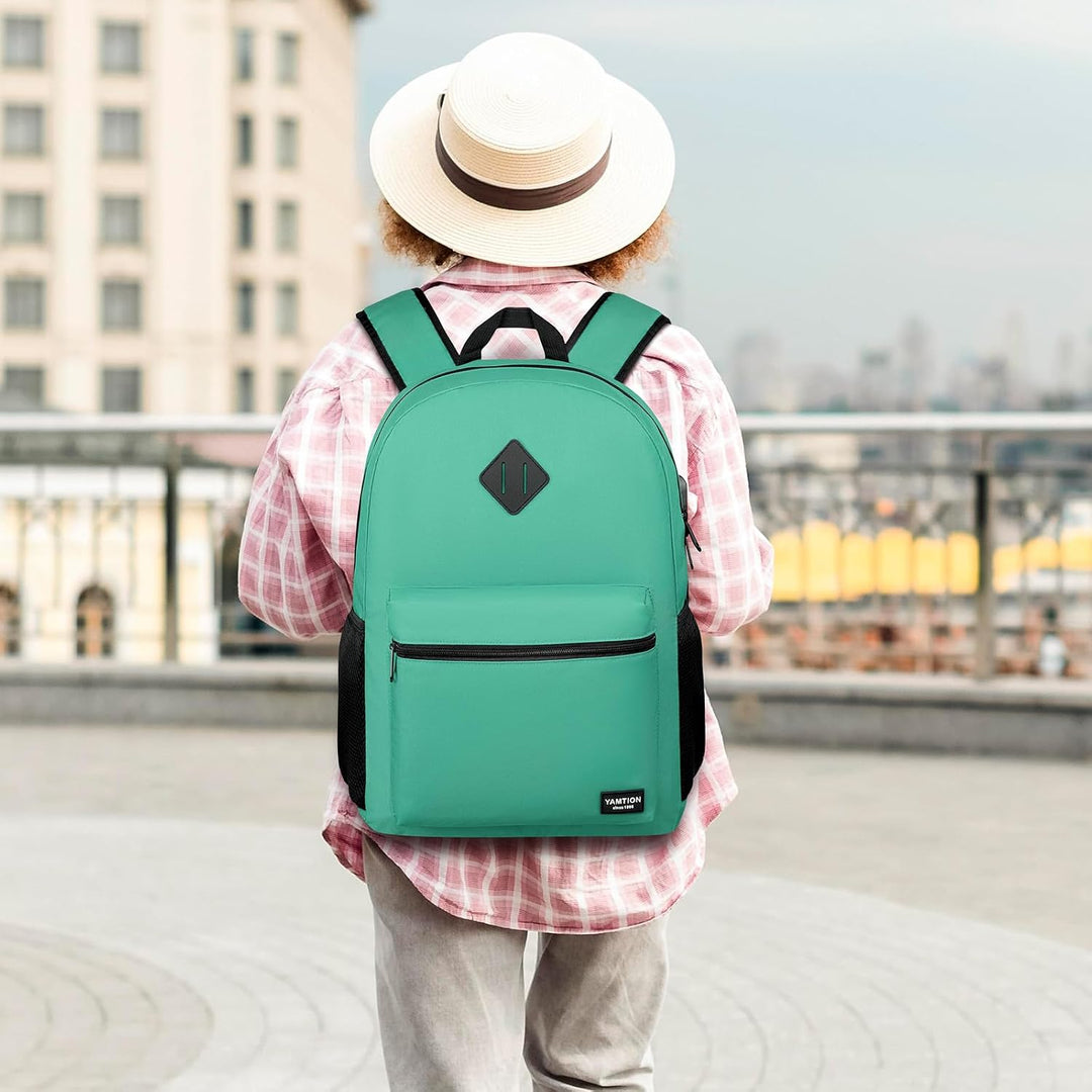 YAMTION Schulrucksack, Schultasche, für Mädchen und Jungen, Laptop-Rucksack mit USB-Ladeanschluss fü