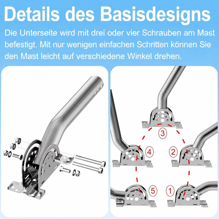 Universeller Antennenmast für Fernseh-, Satelliten-, Radio- und WLAN-Antennen - Verstellbarer Stände