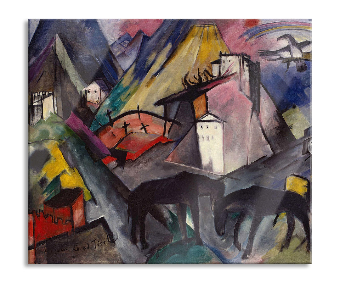 Franz Marc - Das arme Land Tirol Herdabdeckplatte & Spritzschutz aus Echtglas | Für Herd-Kochfelder
