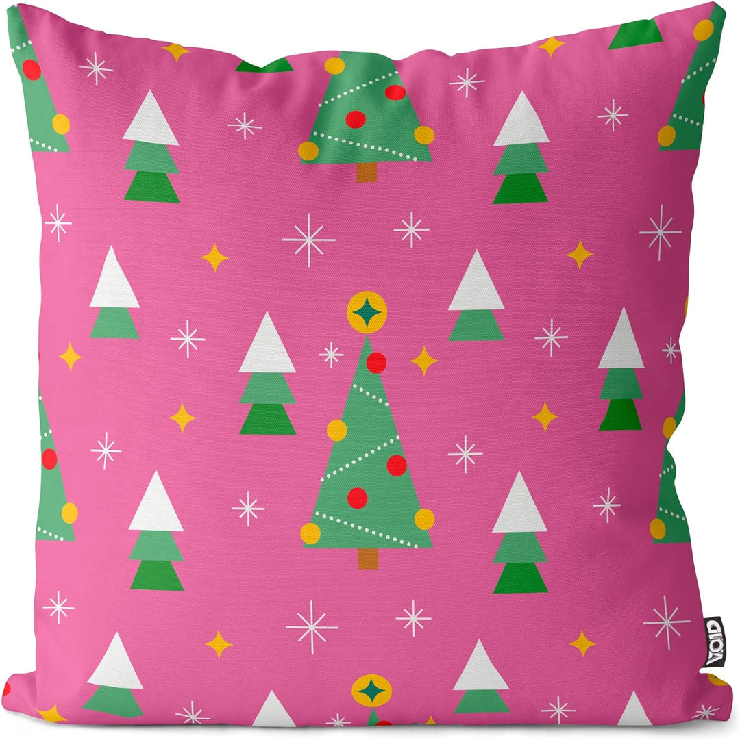 VOID Weihnachtsstern Bäume rosa Kissenbezug Kissenhülle Sofakissen Kissen Deko Weihnachten Winter We