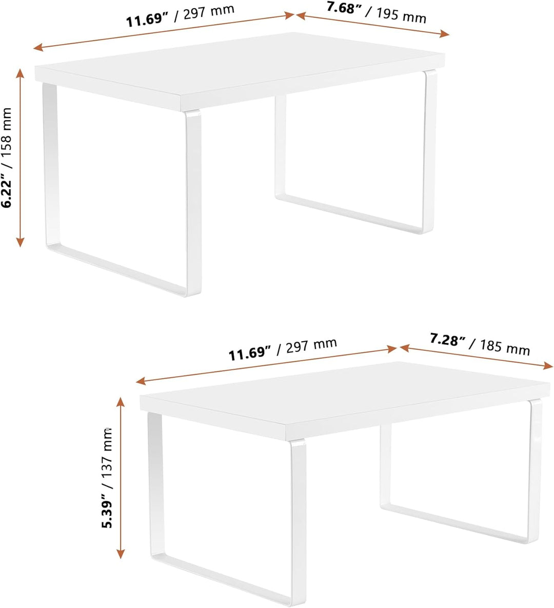 Gewürzregal 4er Set, Küchenregal Arbeitsplatte Weiss, Rechteckig Schrankregal Thekenregal Holz Regal