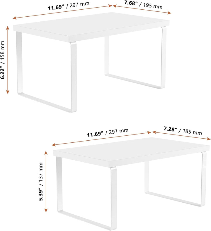 Gewürzregal 4er Set, Küchenregal Arbeitsplatte Weiss, Rechteckig Schrankregal Thekenregal Holz Regal