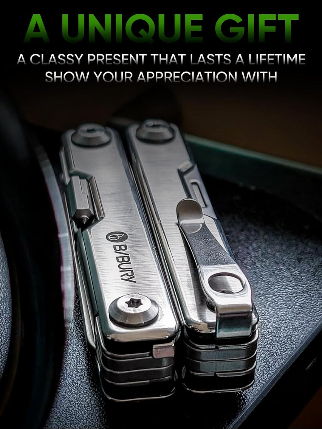 BIBURY Mini Multitool Zange Mit Unsichtbare Pinzette, 10 in 1 EDC Multi Tool Mit Glasbrecher Rückenc