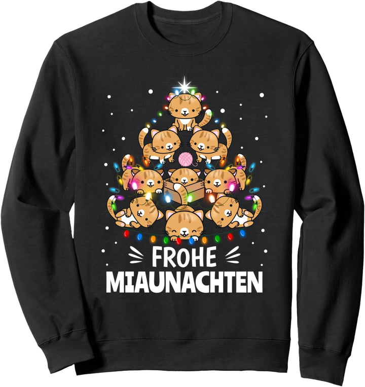 Weihnachtsoutfit Damen Mädchen Weihnachten Katze Katzen Sweatshirt