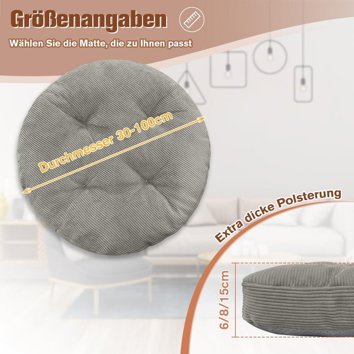 Sitzkissen Rund 35cm Dicke 6cm 1 Stück Bodenkissen Rund Sitzpolster Stuhlauflage Sitzpolster Stuhlki