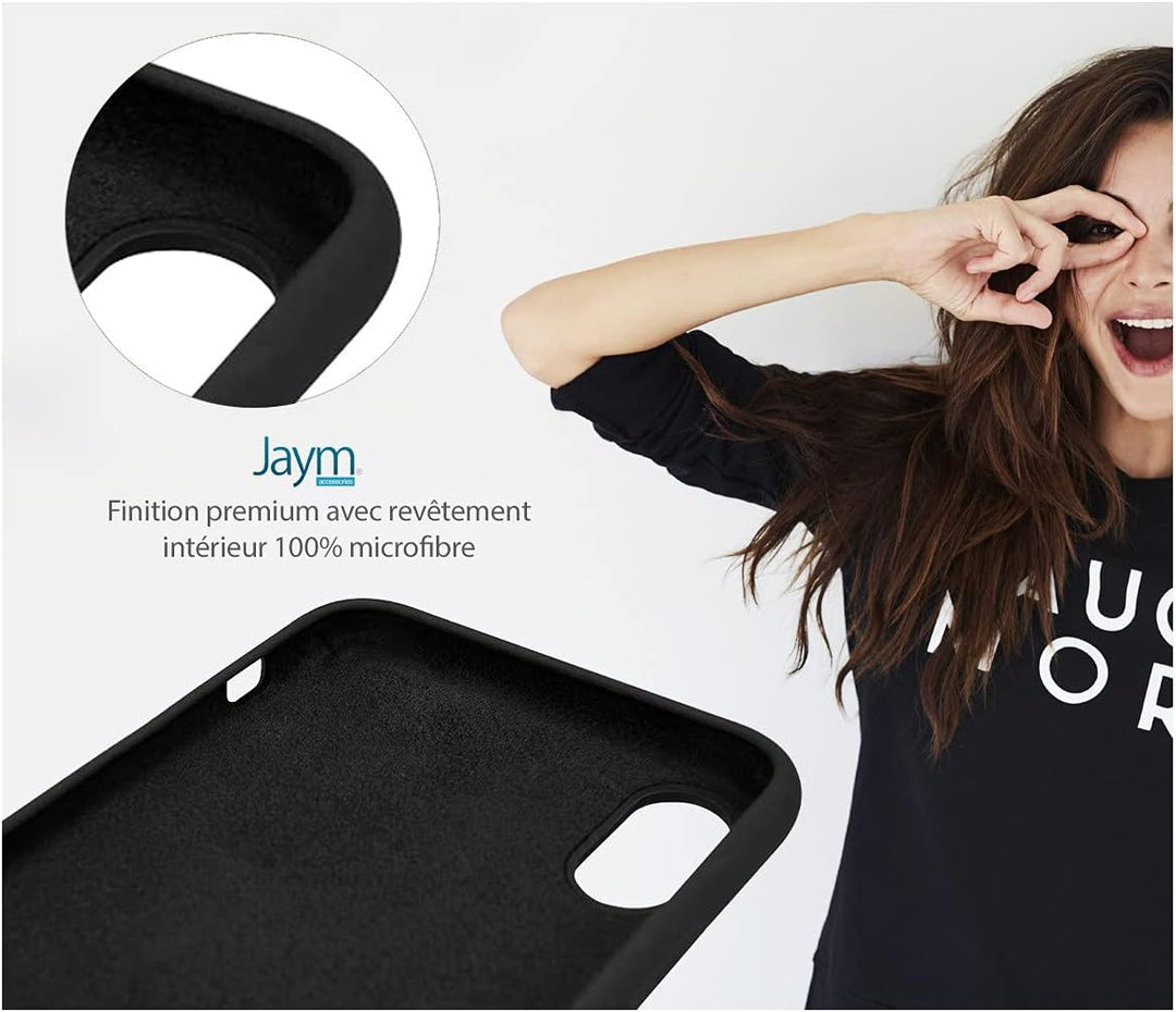 JAYM - Coque Silicone Premium Noire pour Samsung Galaxy A12-100% Silicone et Microfibre - Renforcée