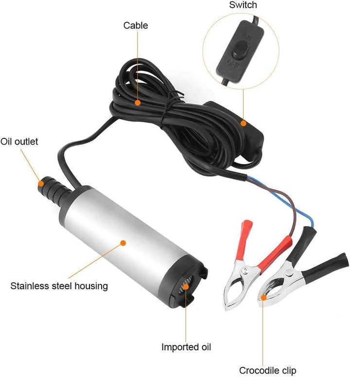 12 V 3,8 cm -/Wasser-/Kerosinpumpe, elektrisch, Edelstahl, 8500 r/m